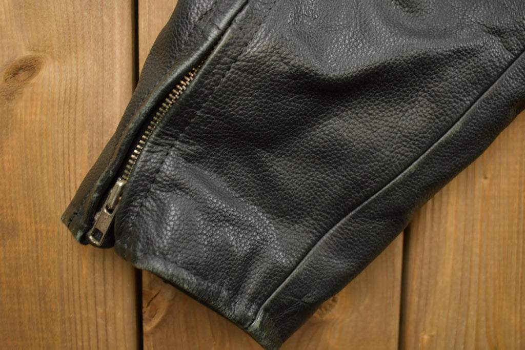 Vintage 1980s Womens Leather Braid Stud Biker Jacket