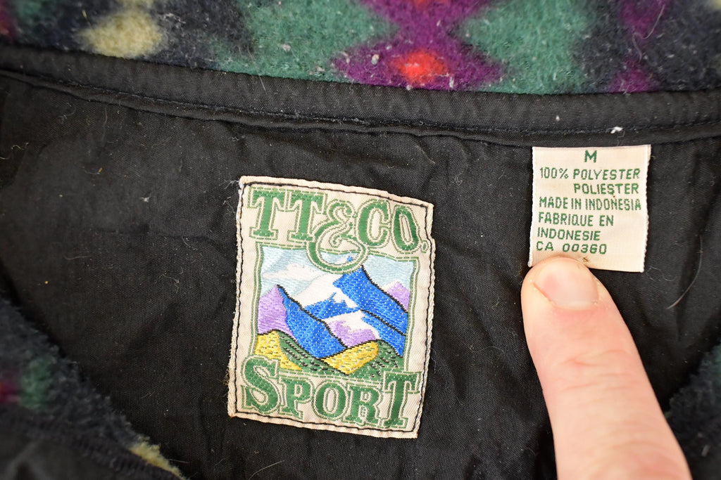 Vintage 1990s TT & Co Quarter Zip Aztec Fleece Outdoorsman Sweater Men's XL
