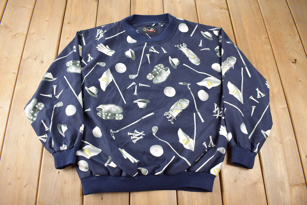 Vintage 1990s Pin High All Over Print Golfing Windbreaker Jacket Size M