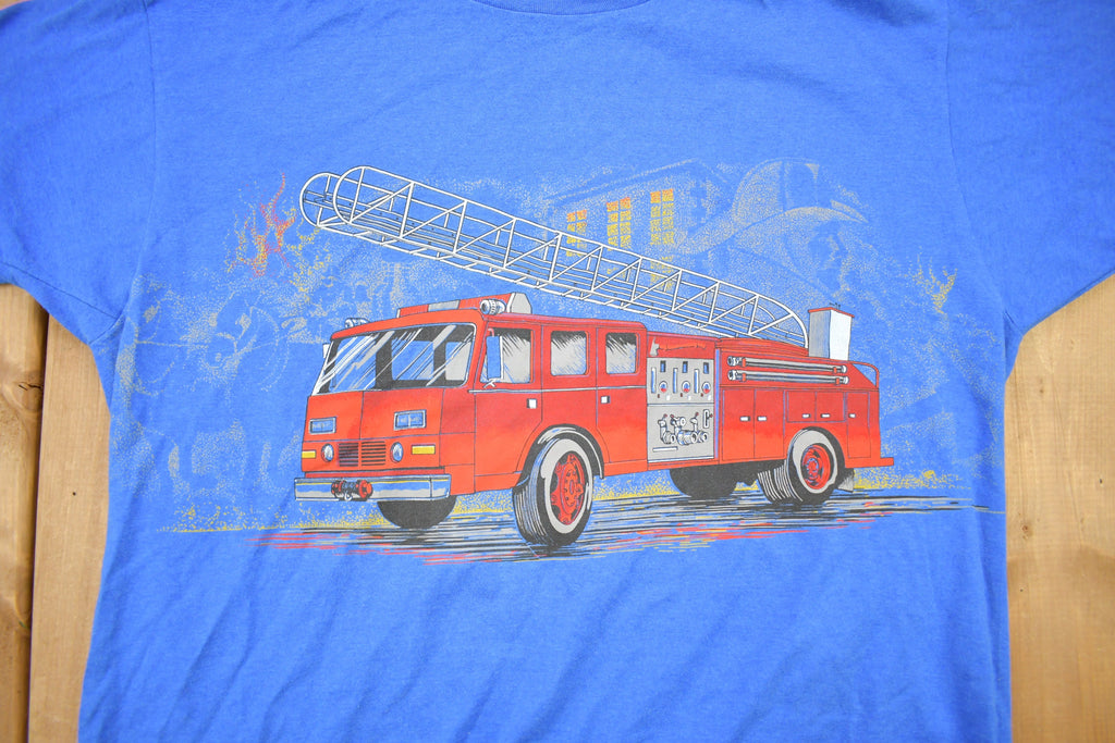 Vintage 1990s Firetruck Graphic T Shirt / Vintage T Shirt / Streetwear / Graphic Tee / Single Stitch / Made In USA