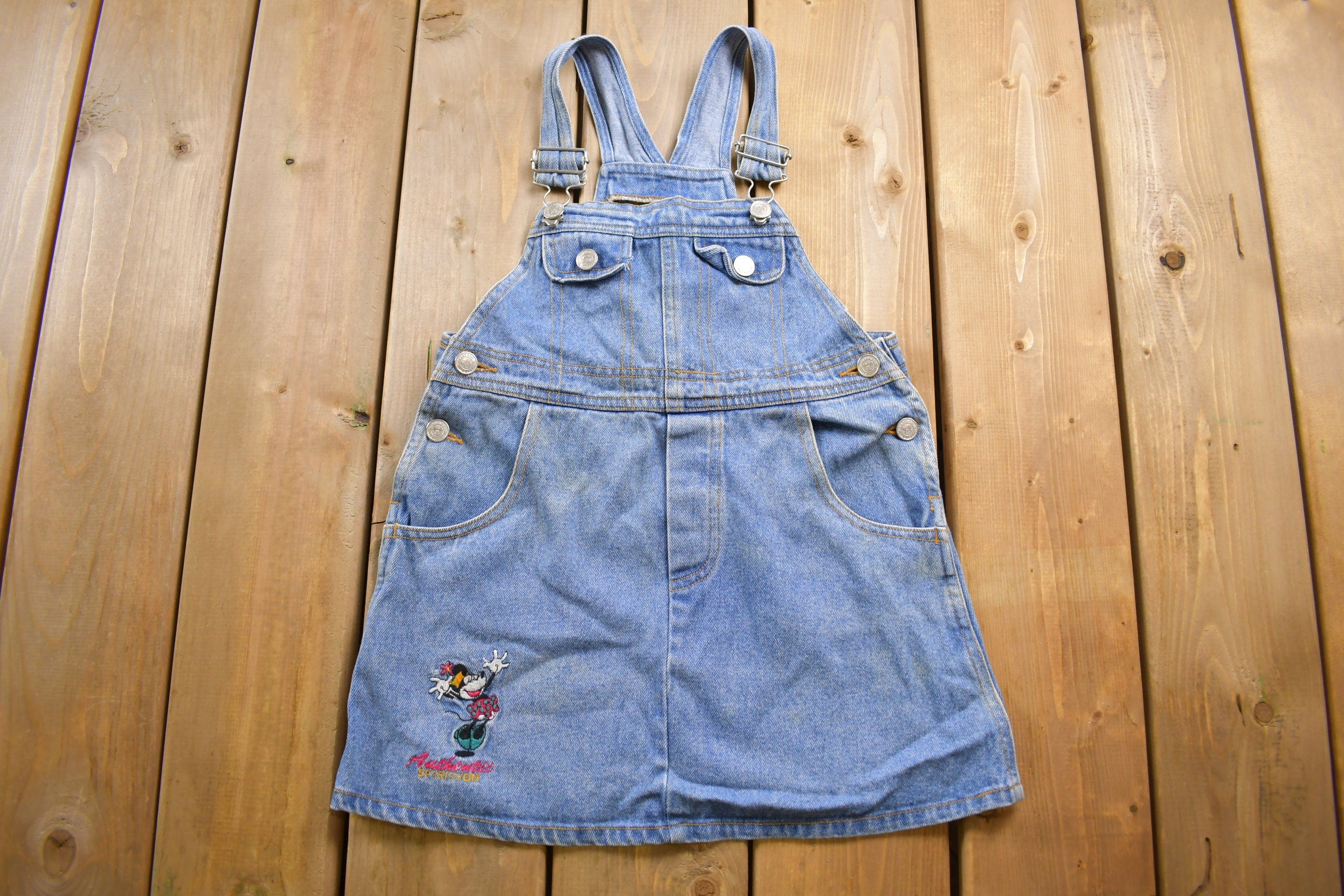 Vintage 1990s Disney Mickey Mouse Embroidered Denim Jean Skirt