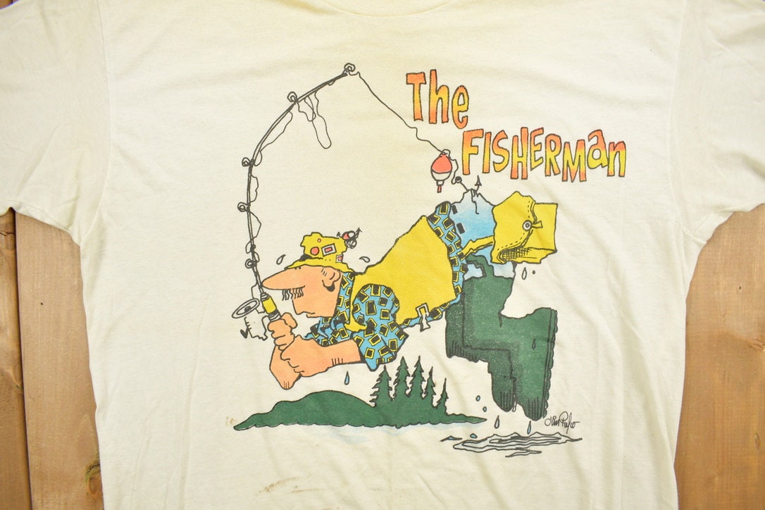 Vintage 1990s Funny Fisherman T-Shirt