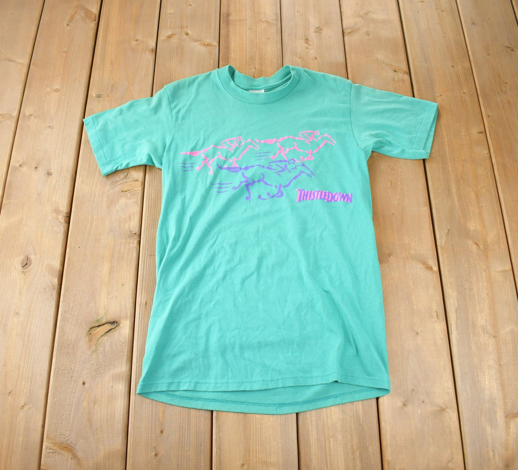 Vintage 1990s Horse Thisledown Single Stitch Graphic T-Shirt Made In USA