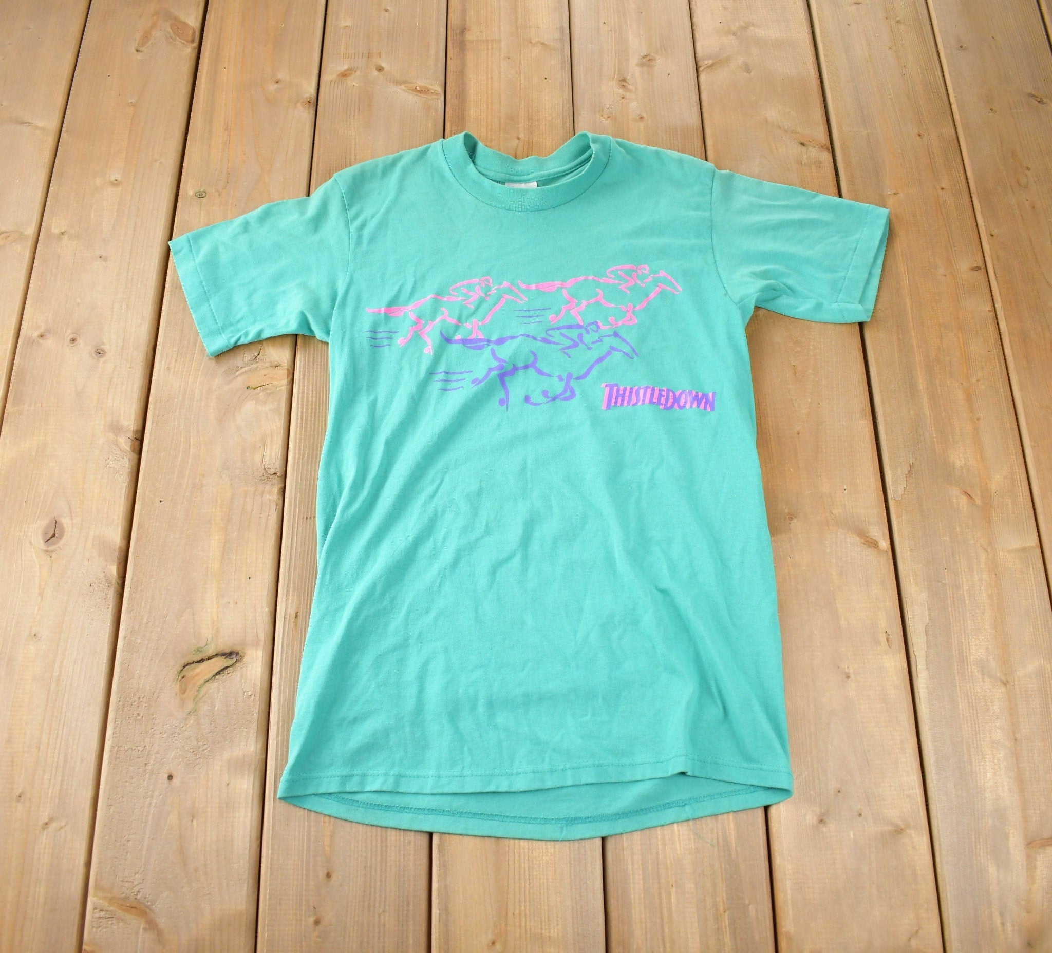 Vintage 1990s Horse Thisledown Single Stitch Graphic T-Shirt Made In USA