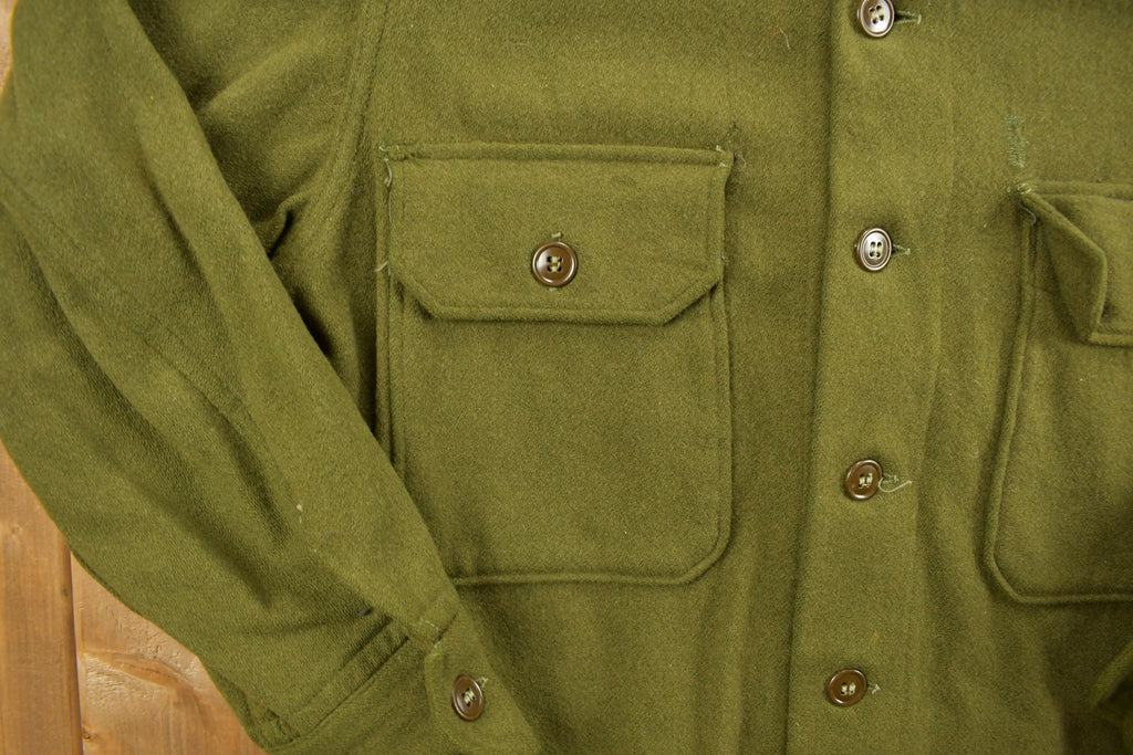Vintage 1940s WW2 Wool Button Up Infantry Shirt
