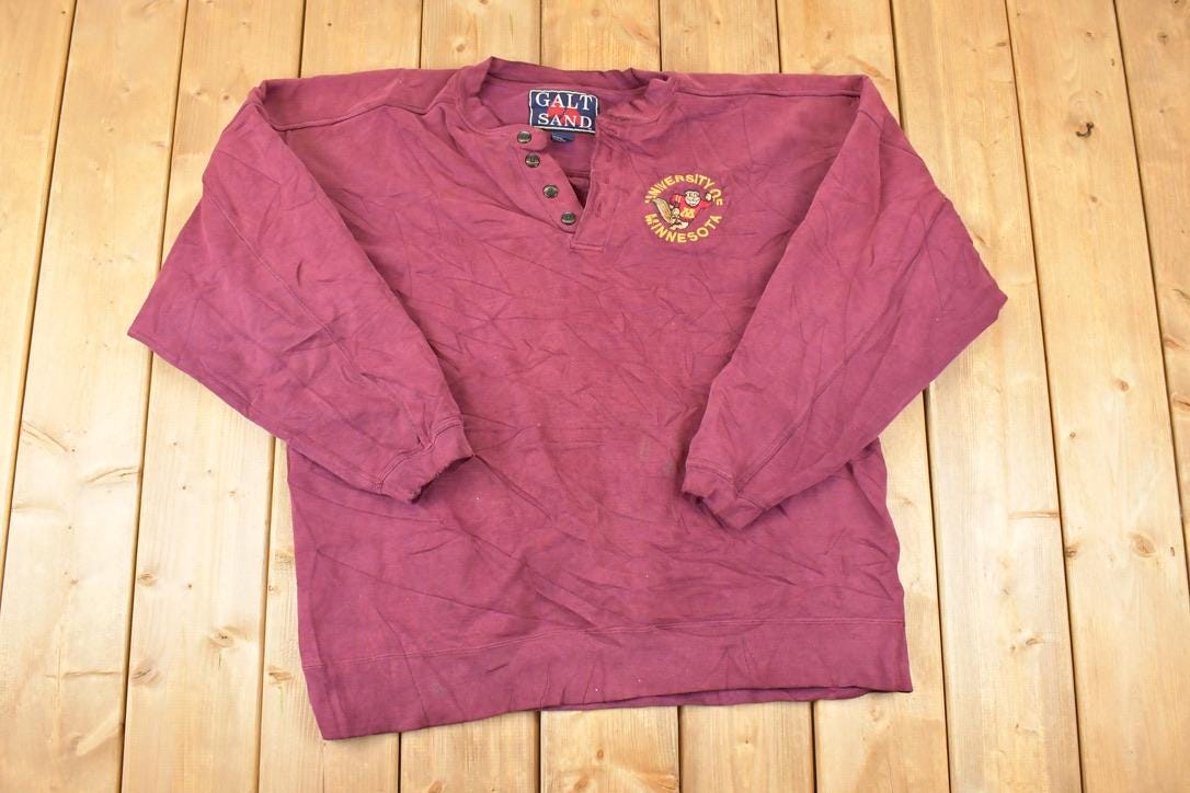 Vintage 1990s Galt Sand Heavyweight Minnesota University Quarter Button Sweater Men's L