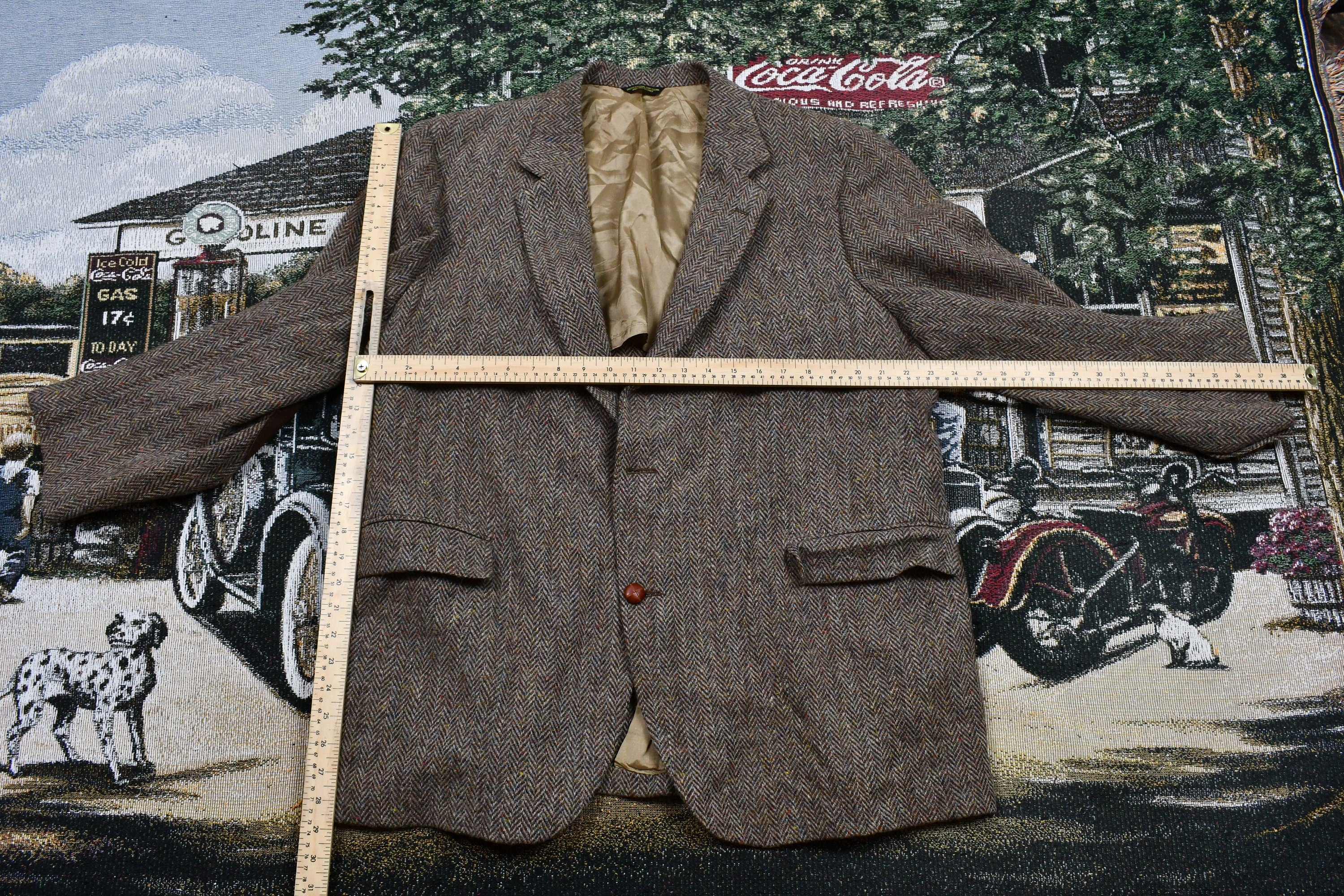 Vintage Harris Tweed Hand Woven Scottish Wool Button Up Blazer Jacket