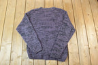 Vintage 1990s Street Scenes Knit Leather Patch Crewneck Sweater