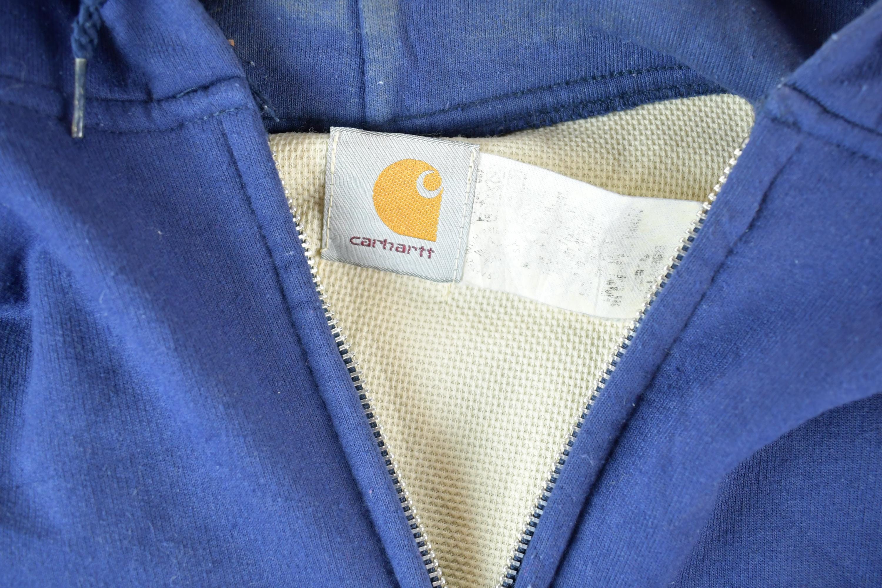 Vintage Distressed Carhartt Full Zip Fleece Lined Hoodie Sweatshirt Vest