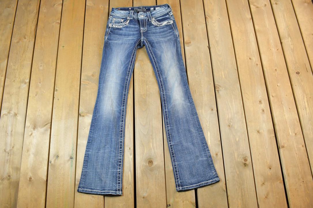 Vintage Y2K Miss Me Bedazzled Low Rise Jeans Size 26x31