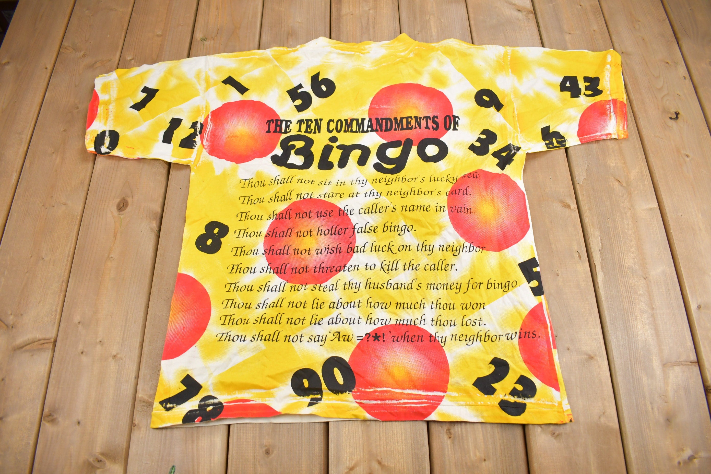 Vintage 1990s The Ten Commandments Of Bingo Graphic T Shirt