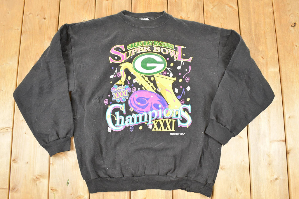 Vintage 1997 Green Bay Packers Super Bowl Champions NFL Crewneck Sweatshirt Men's M