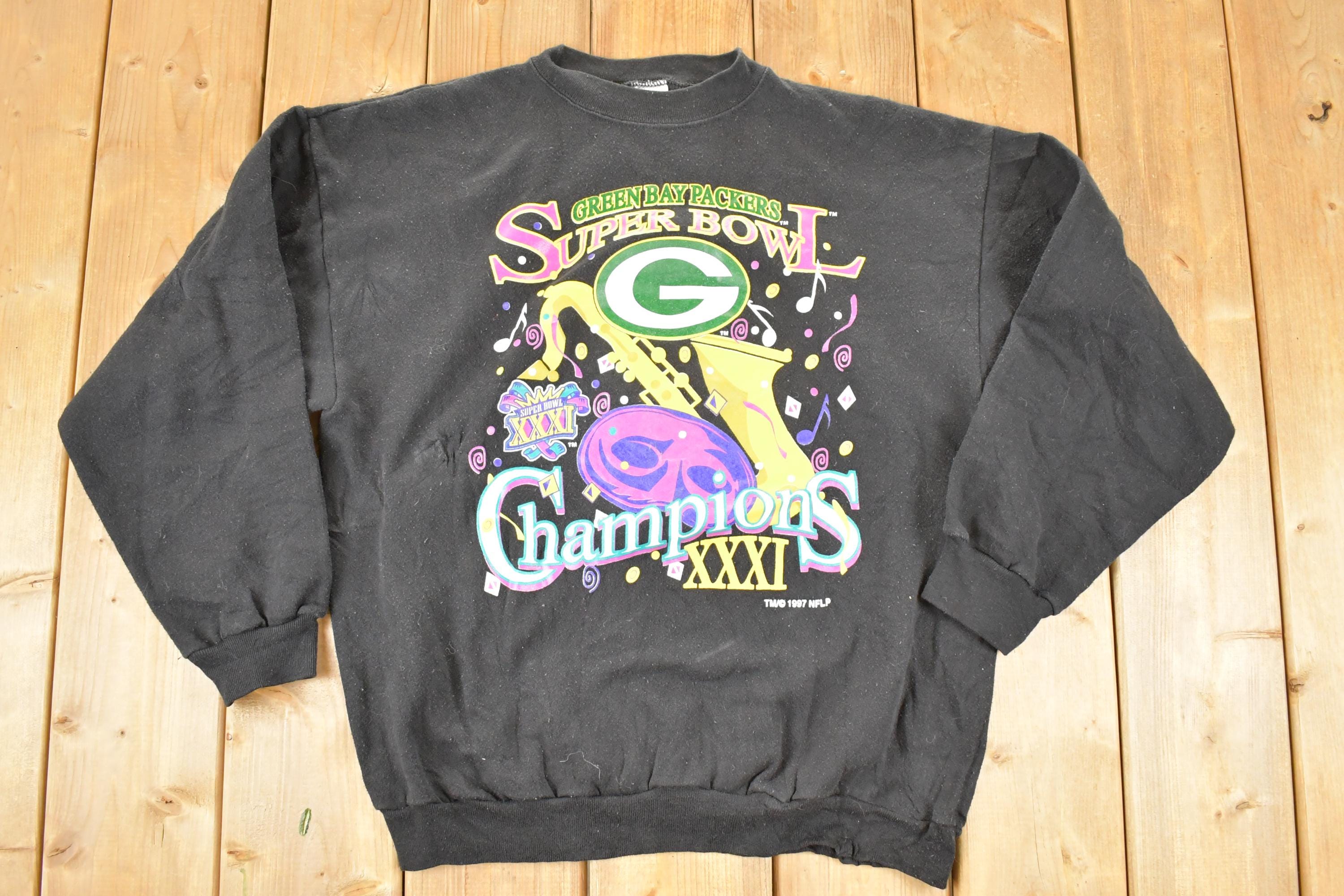 Vintage 1997 Green Bay Packers Super Bowl Champions NFL Crewneck Sweatshirt Men's M