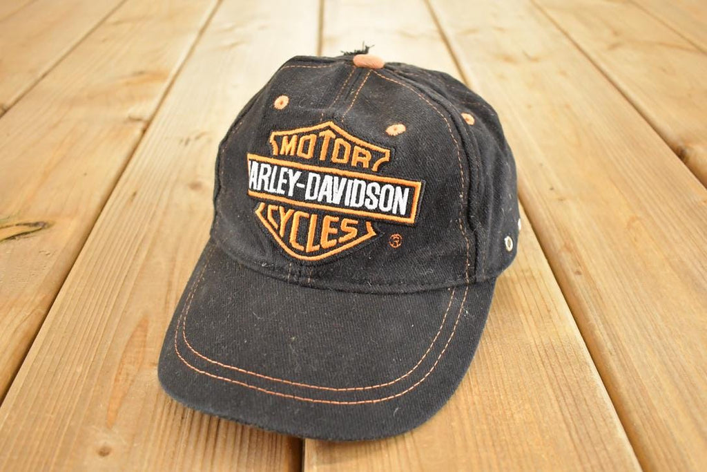 Vintage 1990s Harley Davidson Snapback Hat  90's Embroidered Motorcycle Cap