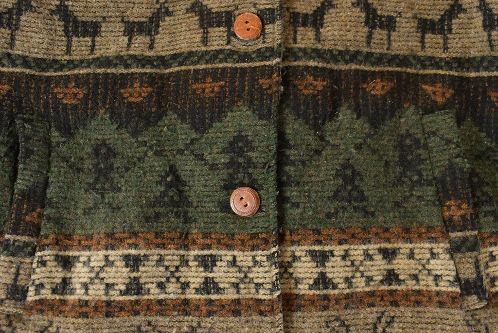 Vintage 1990s Woolrich Nature Pattern Wool Trench Duster Jacket Women's Large