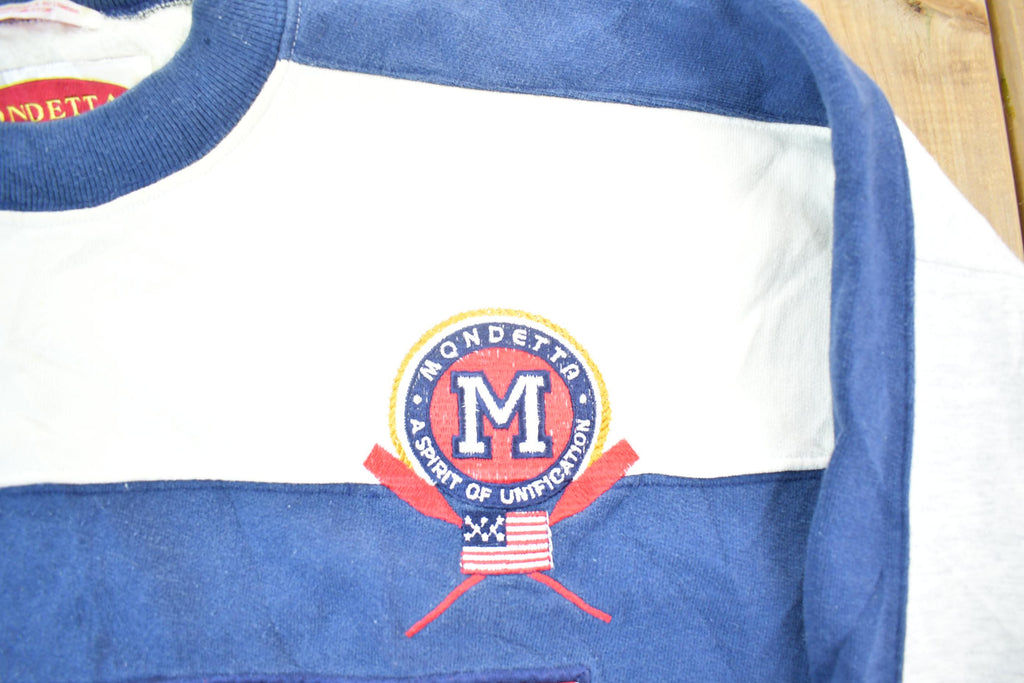Vintage 1990s Mondetta USA 14 Sport Crewneck Sweatshirt / 90s Crewneck / Made In USA / Streetwear / Embroidered