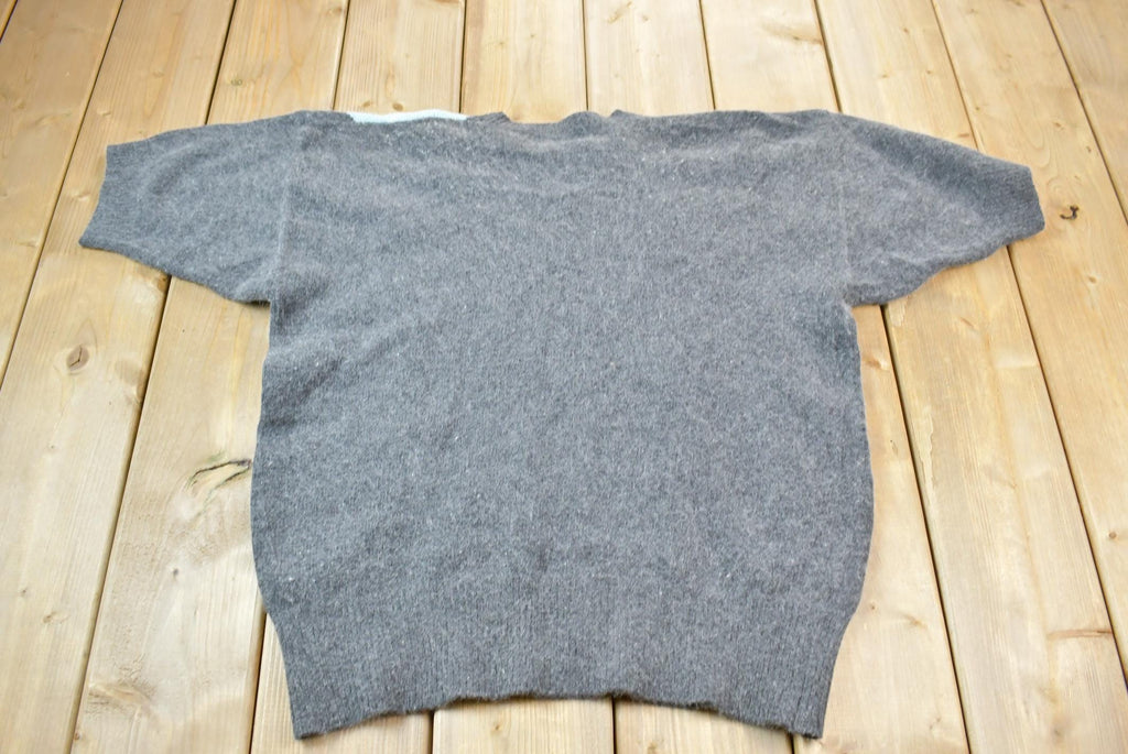 Vintage 1990s Evan Picone Argyle Knit Short Sleeve Crewneck Sweater