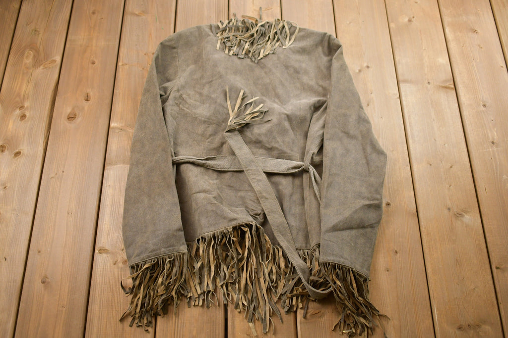 Vintage 1990s Wilsons Leather Maxima Leather Fringe Jacket