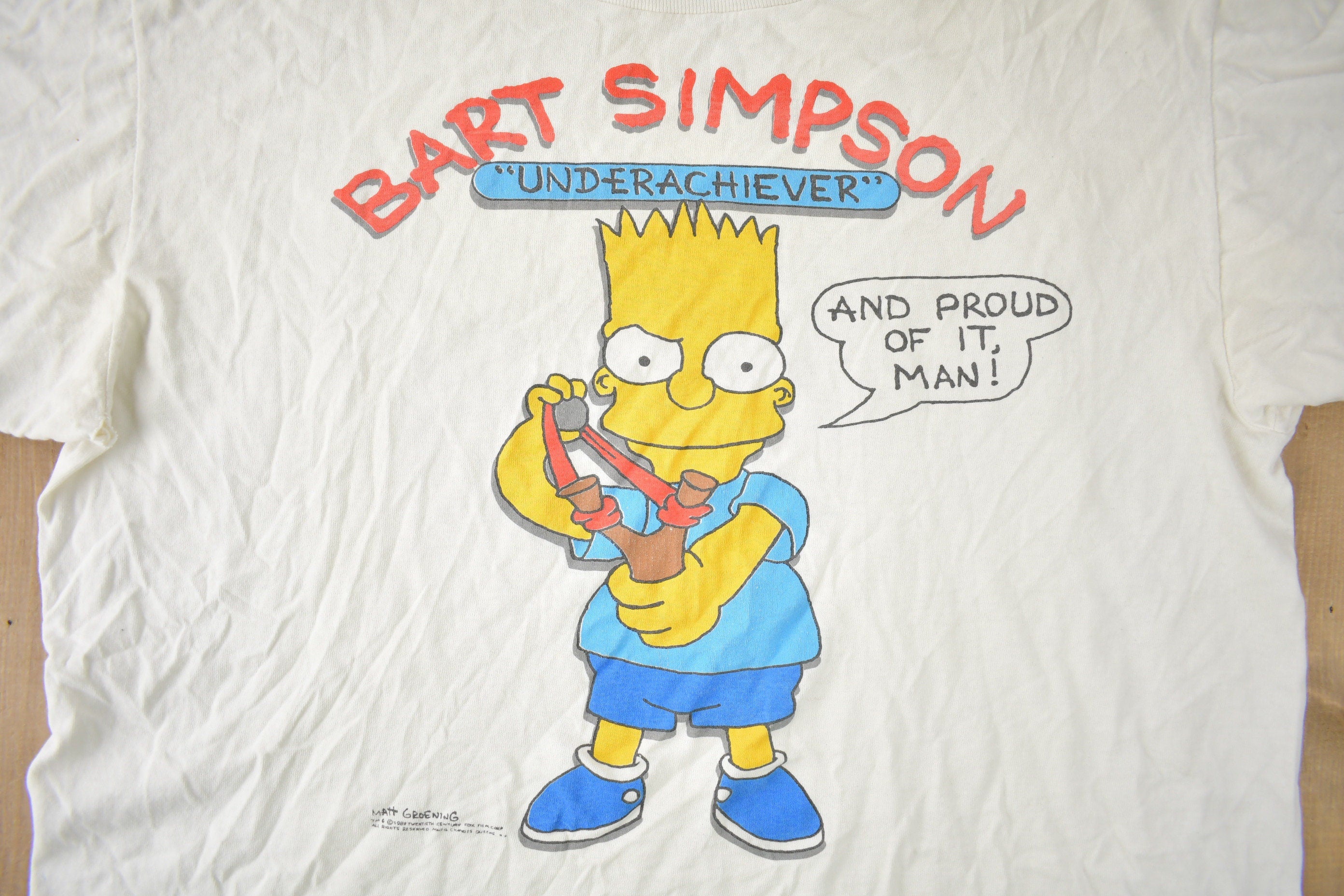 Vintage 1989 Bart Simpson Underachiever Single Stitch Graphic T Shirt Made In USA