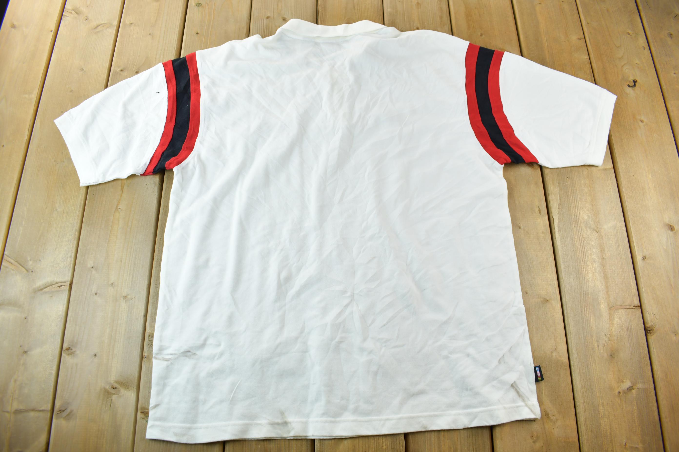Vintage 1990s NASCAR Racing Team Polo Shirt / 90s / Y2K Style / Streetwear Fashion / Embroidered Patchwork / Racing / Color Block