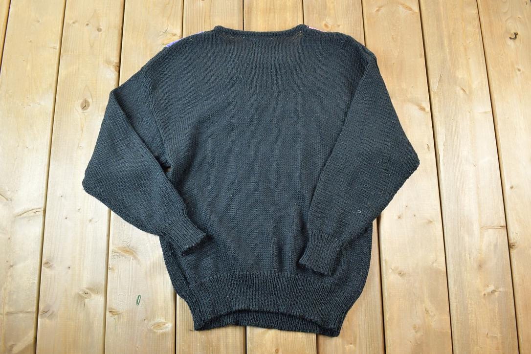 Vintage 1990s Abstract Knit Crewneck Sweater /