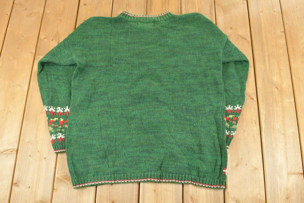 Vintage 1990s Tiara International Christmas Theme Knit Sweater Women's M  Vintage Holiday Sweater  Winter Landscape Theme