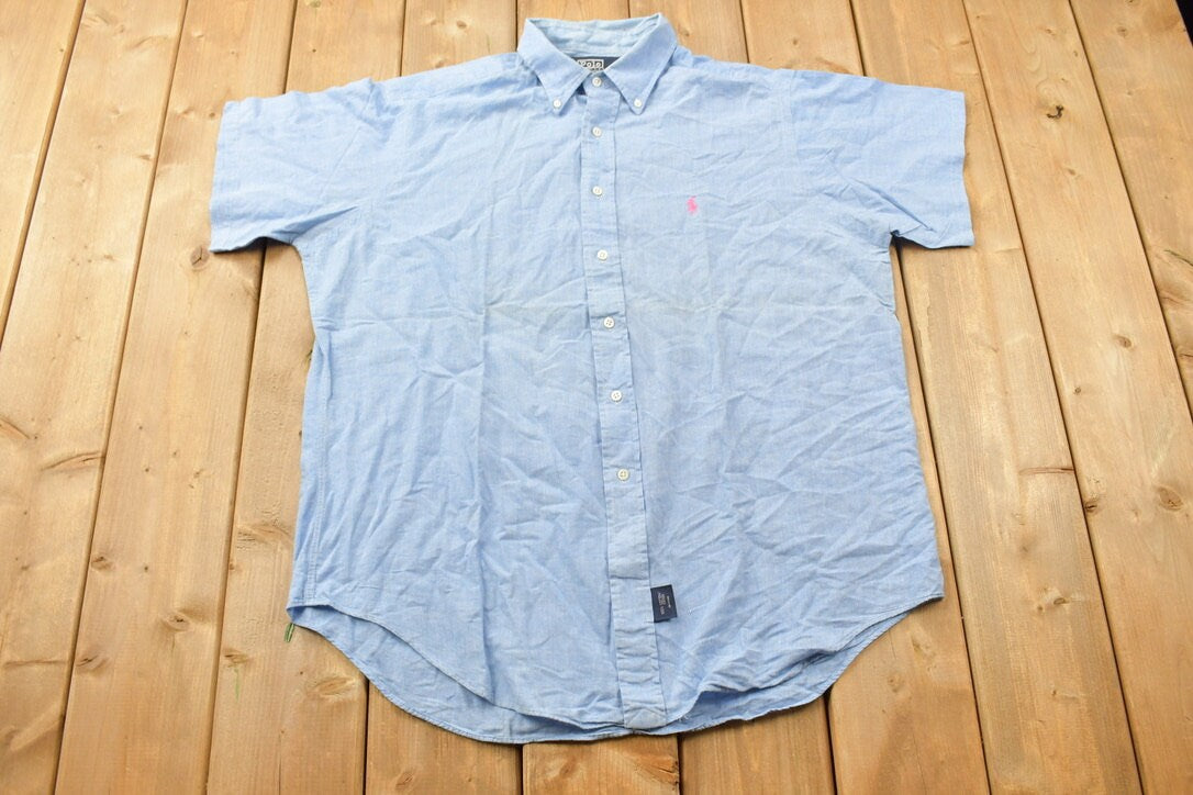 Vintage 1990s Polo Ralph Lauren Blue And Pink Button Up Shirt