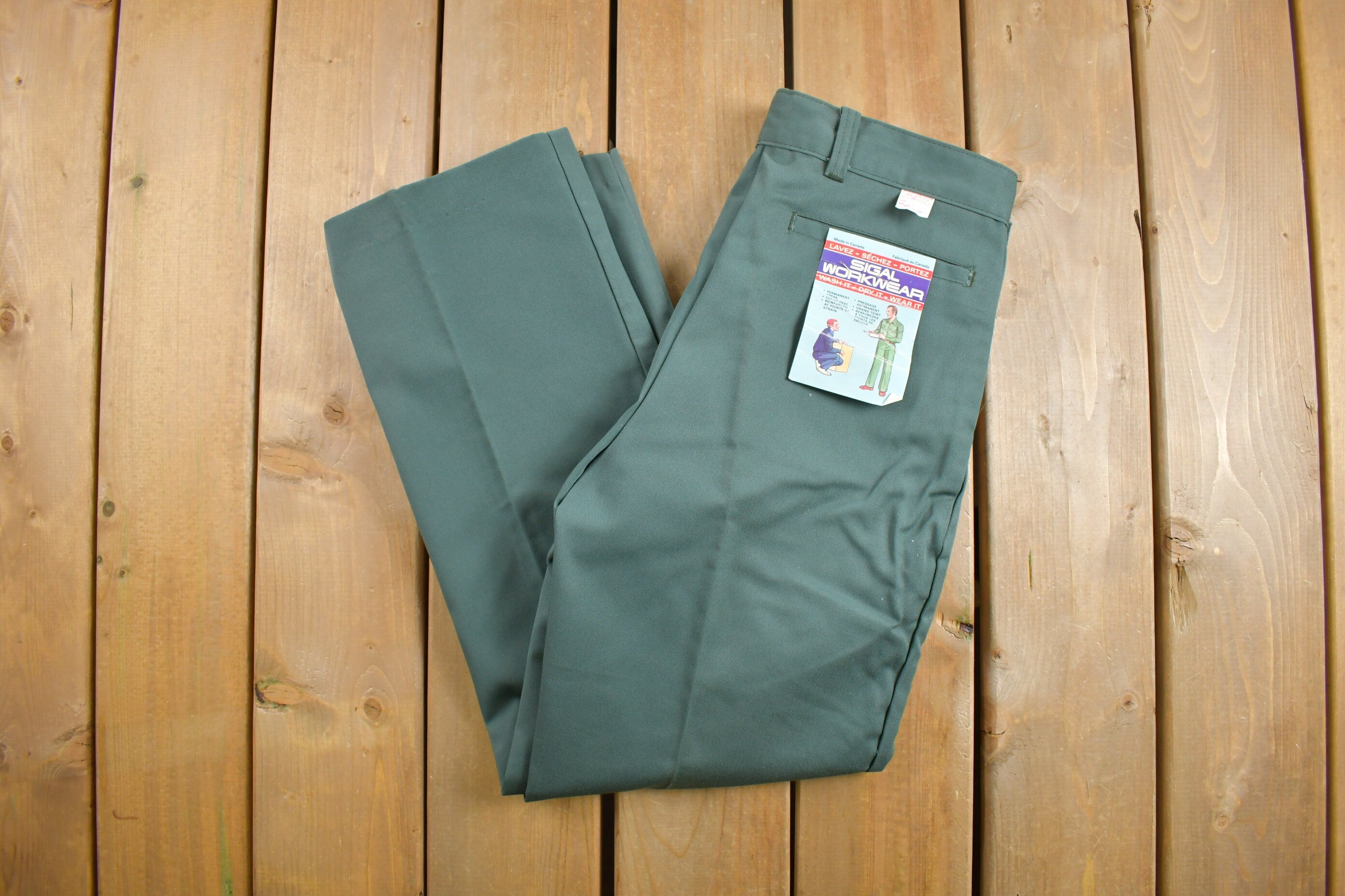 Deadstock Vintage 1980s Signal Workwear Lined Pleated Trousers Size 29 x 28