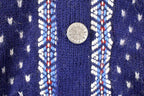 Vintage 1970's Nordstrikk Abstract Snowflake Wool Knit Cardigan Sweater Men's L