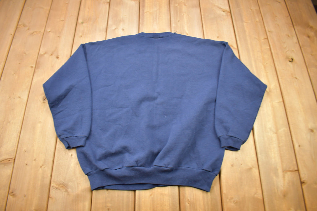Vintage 1990s Navy Blue Blank Hanes Herway Crewneck Sweatshirt