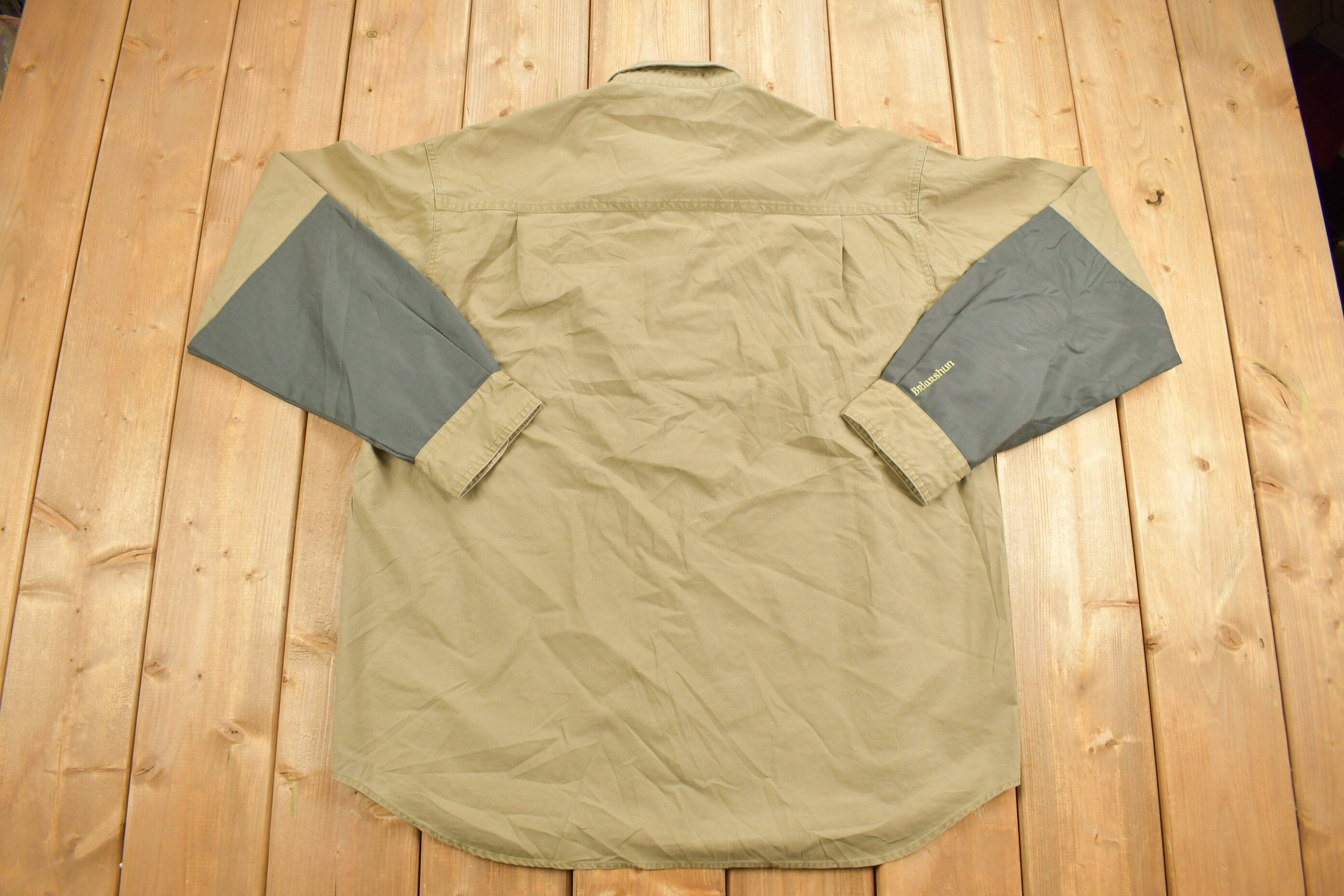 Vintage 1990s Columbia Green Khaki Button Up Shirt