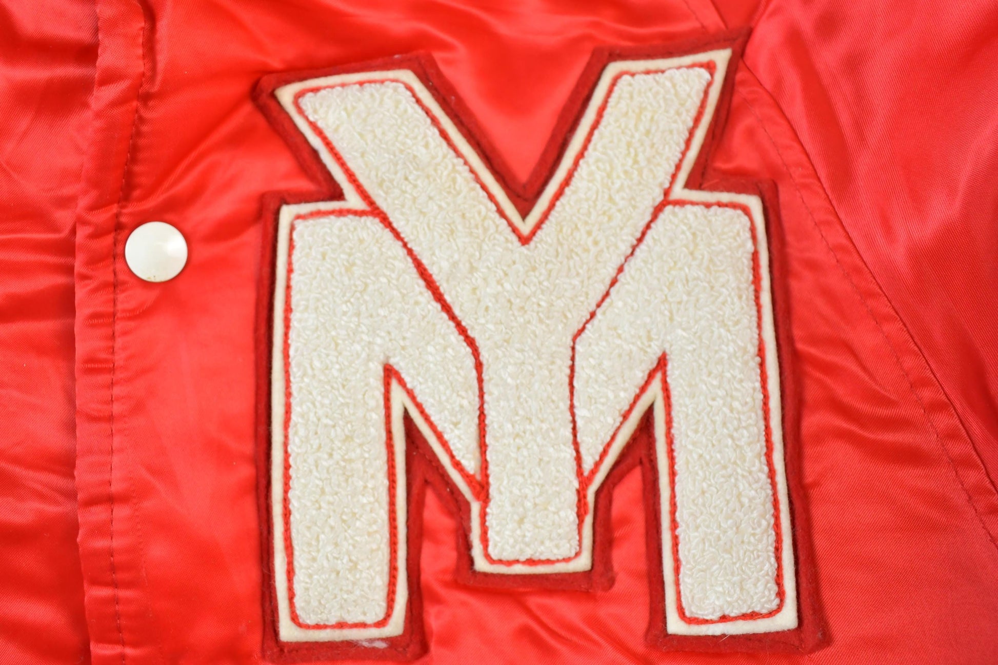 Vintage 1970s YM York Mills Youth Snap Button Satin Embroidered Jacket Made In USA