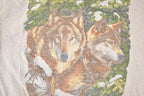 Vintage 1990s Two Wolves Cartoon Graphic Print Crewneck Sweatshirt Men's L