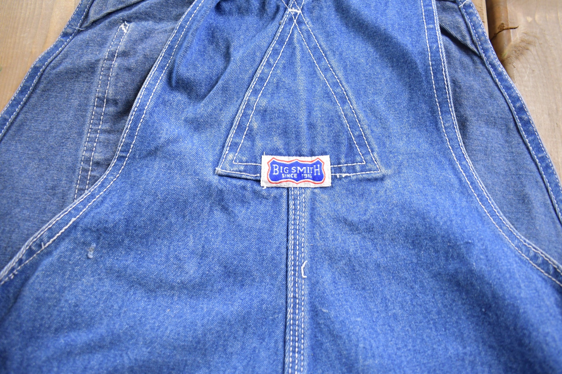 Vintage 1970s Big Smith Blue Denim Jean Overalls Size 38 x 30
