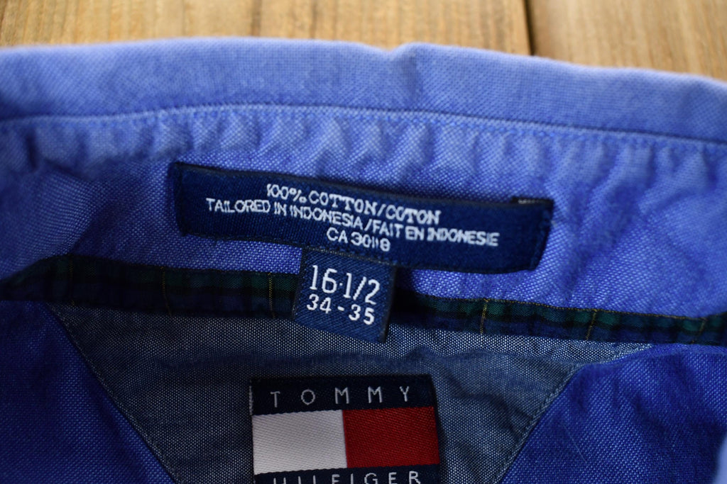 Vintage 1990s Chaps by Tommy Hilfiger Blue Blank Button Up Shirt