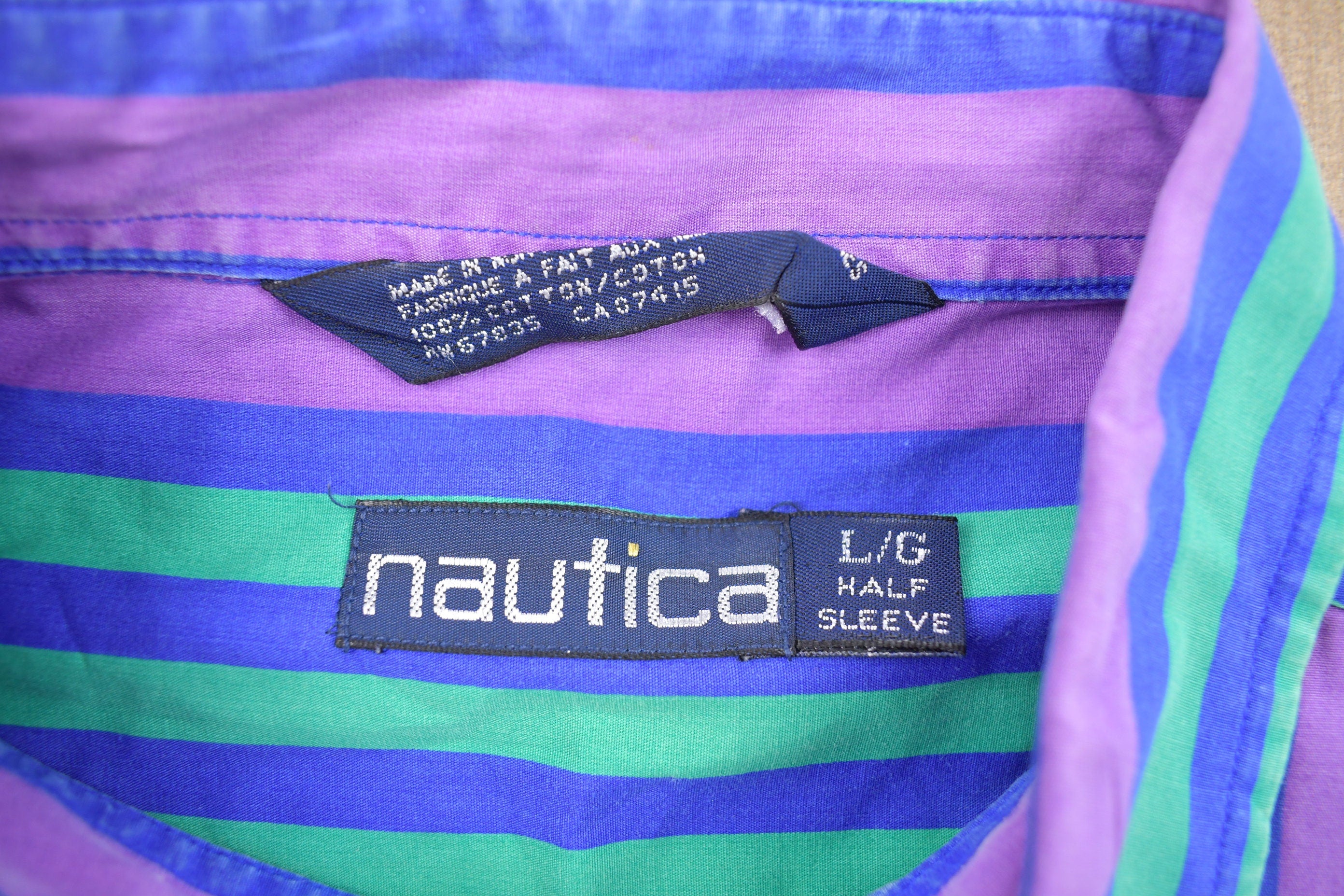 Vintage 1990s Nautica Colorful Striped Button Up Shirt
