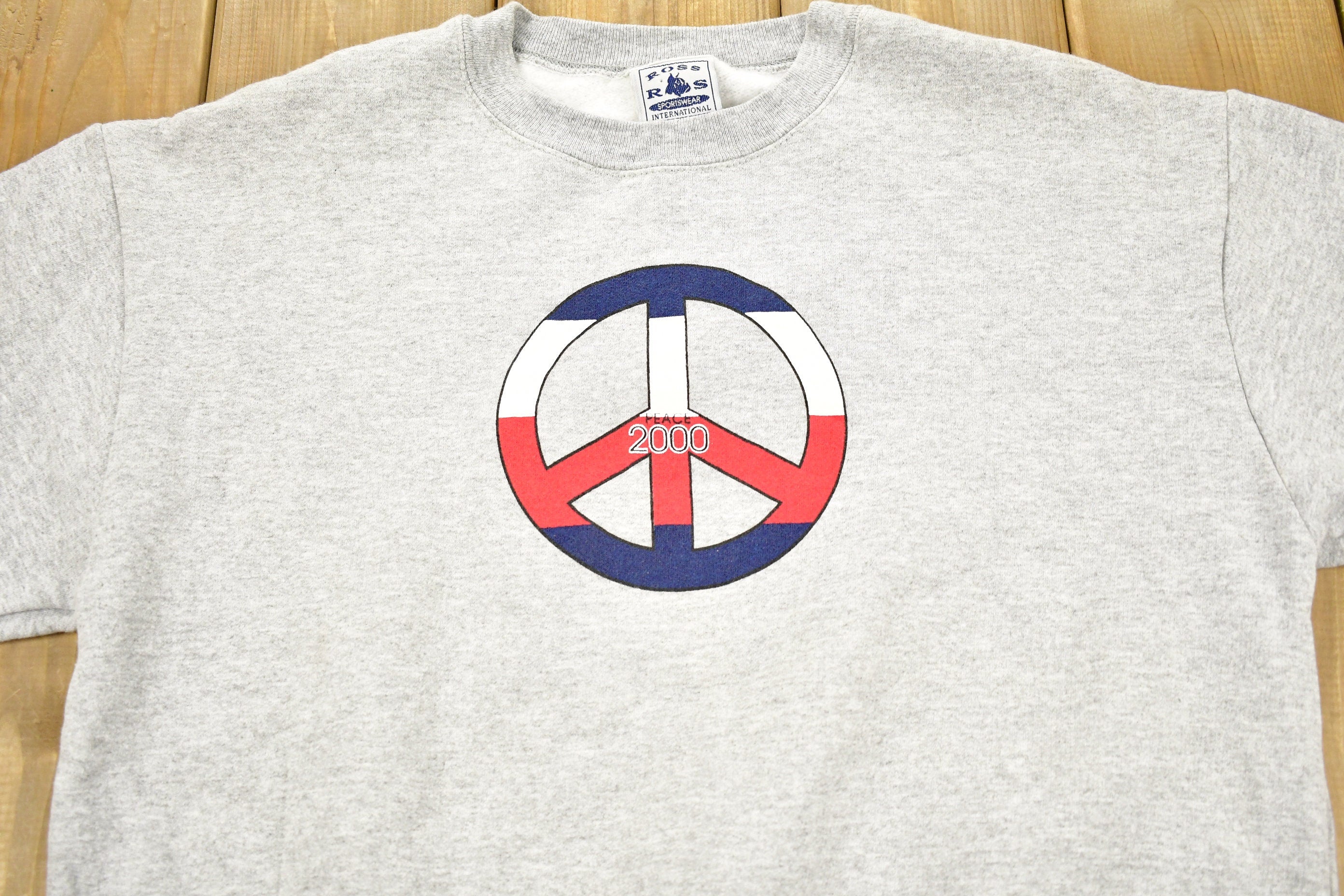 Vintage 2000 Peace Logo Crewneck Sweatshirt