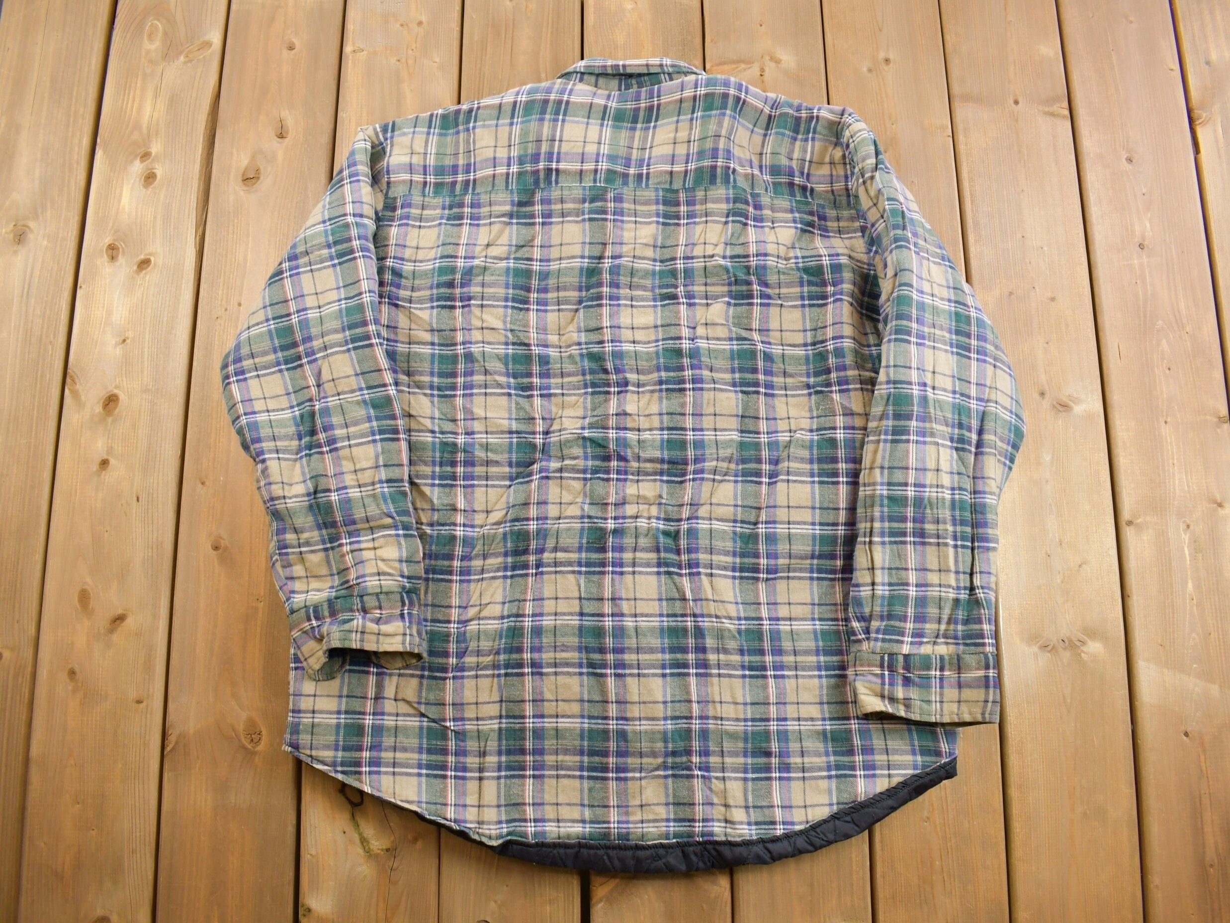 Vintage 1990s Lined Plaid Button Up Flannel Shirt