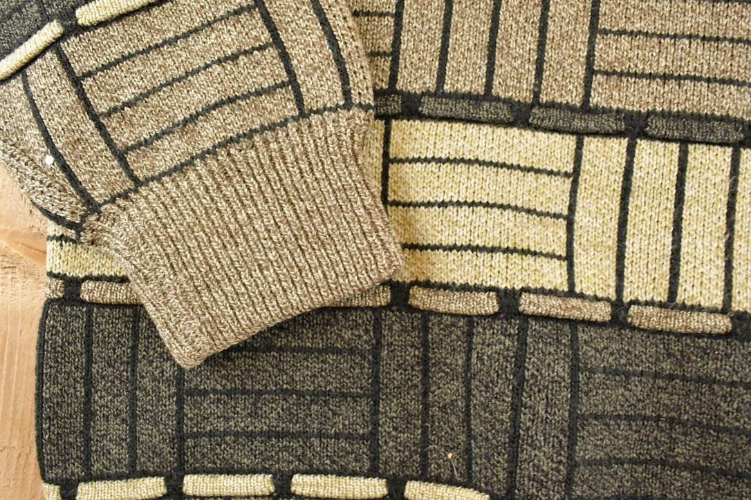 Vintage 1990s Najjar Knit Crewneck Sweater Men's M / 90's Abstract Pattern 3D Knitted Sweatshirt