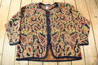 Vintage 1990s Maggie McNaughton Paisley Embroidered Knit Cardigan Sweater