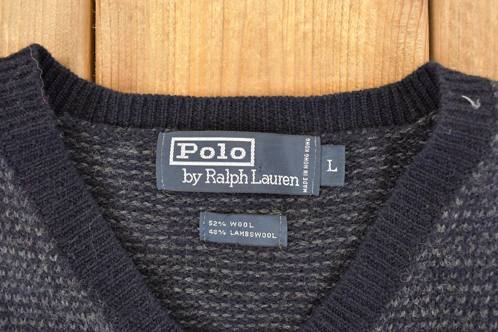 Vintage 1990s Polo By Ralph Lauren Abstract Wool Knit V Neck Sweater Vest Mens L