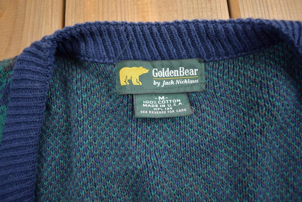Vintage 1990s Golden Bear Golf Embroidered Knit Cardigan Sweater