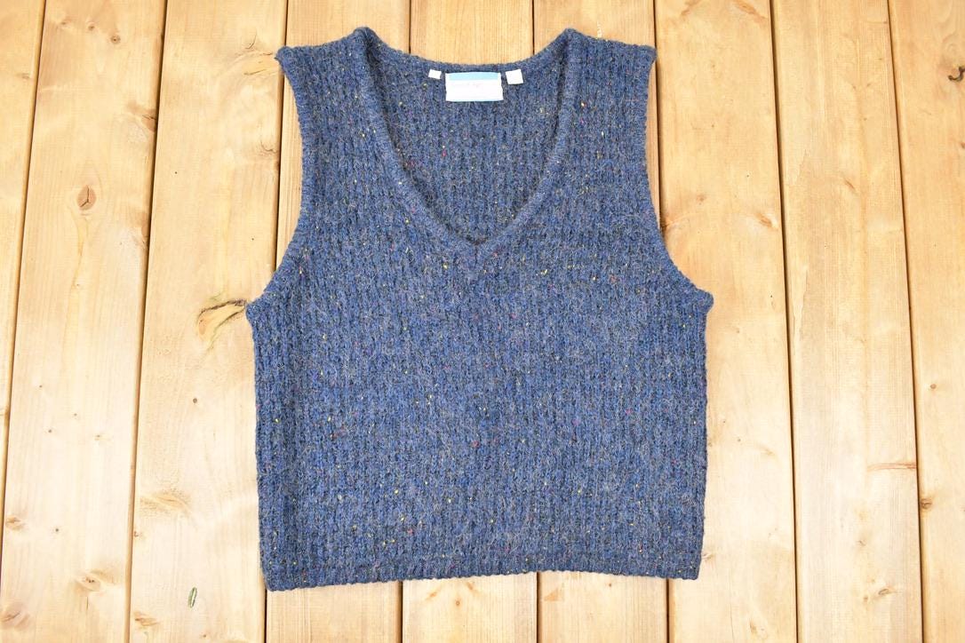 Vintage 1990s Santa Cruz Loose Knit V Neck Sweater Vest Women's L