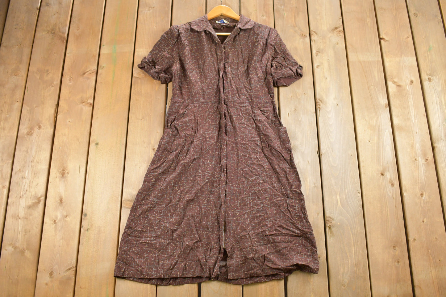 Vintage 1950s Eve Carver Sun Dress / True Vintage Dress / Retro Womenswear / Summer Dress / Loose Fitting Dress / Cute / Brown