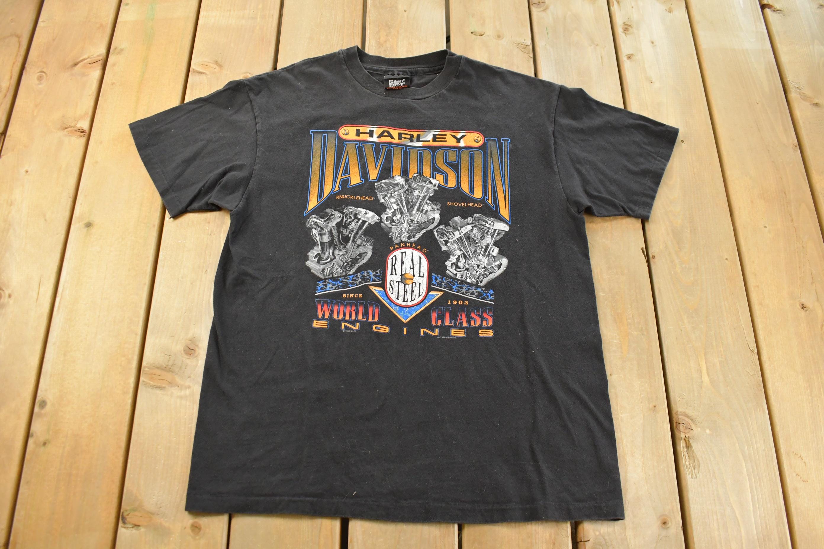 Vintage 1990s Harley Davidson Motorcycles World Class Engines T-Shirt Men's Large