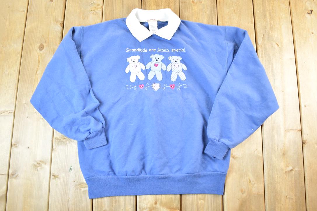 Vintage 1990s Top Stitch Grandkids Are Beary Special Collared Crewneck Sweatshirt Womens M