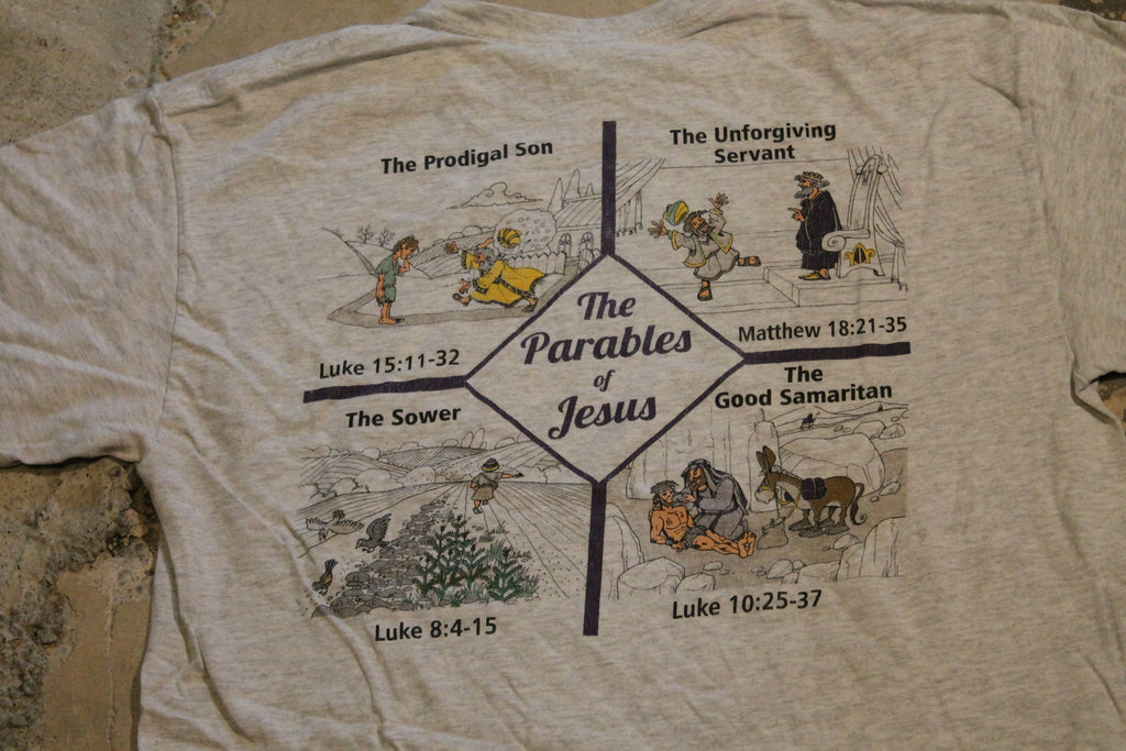 Vintage 1990s Durham Church Of Christ The Parables Of Jesus T Shirt