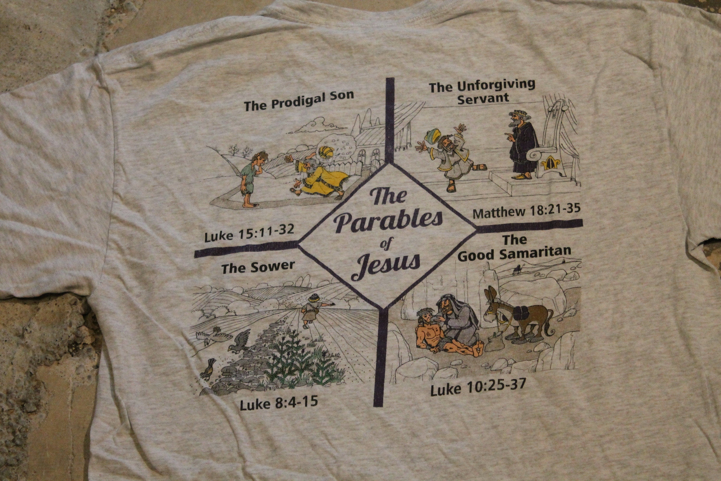 Vintage 1990s Durham Church Of Christ The Parables Of Jesus T Shirt