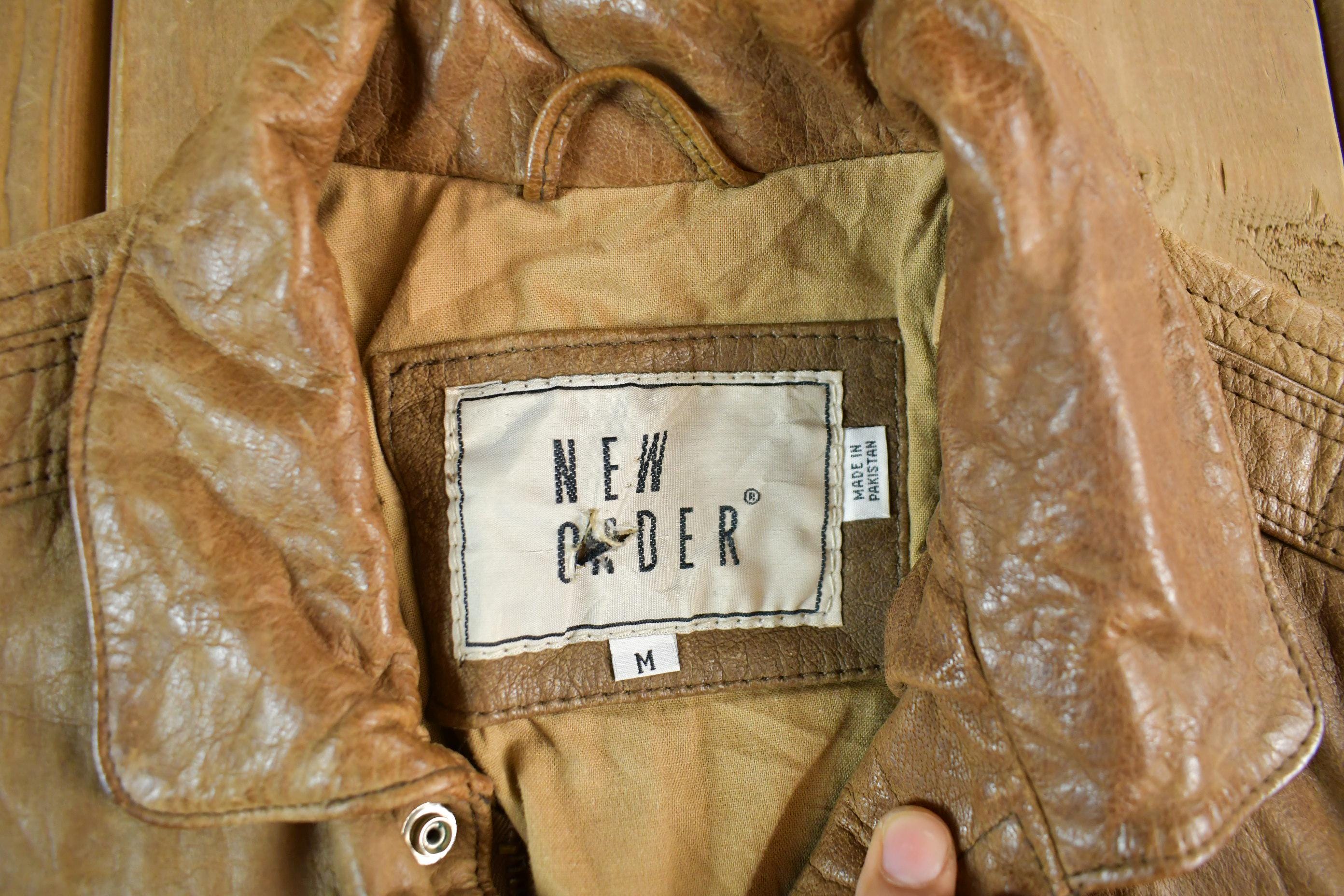 Vintage 1990s New Order Genuine Leather Flight Jacket Youth Medium