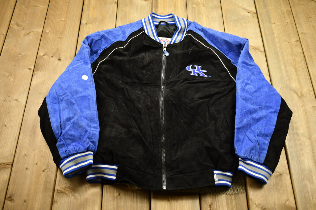 Vintage 1990s University Of Kentucky Leather Varsity Jacket  Leather Coat  Winter Outerwear  Streetwear Fashion  Suede Jacket